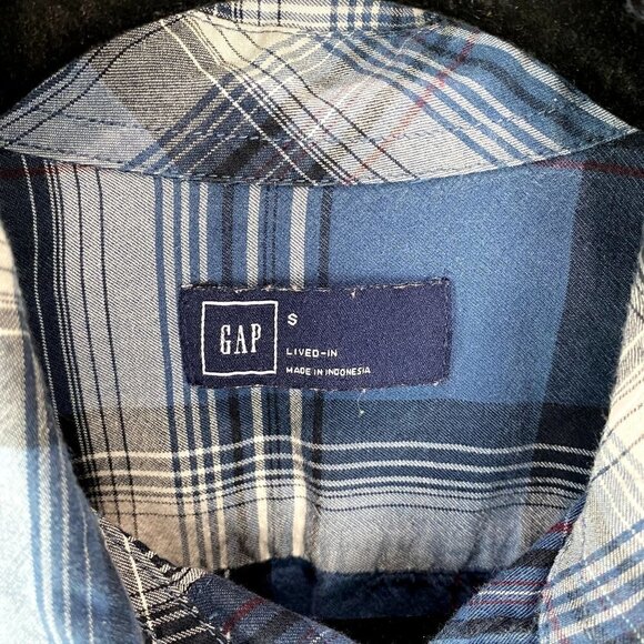 Gap Blue Plaid Button Down Shirt S - Picture 2 of 7